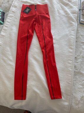 NWT Savage X Fenty XS Red Leggings with Black sexy Accents